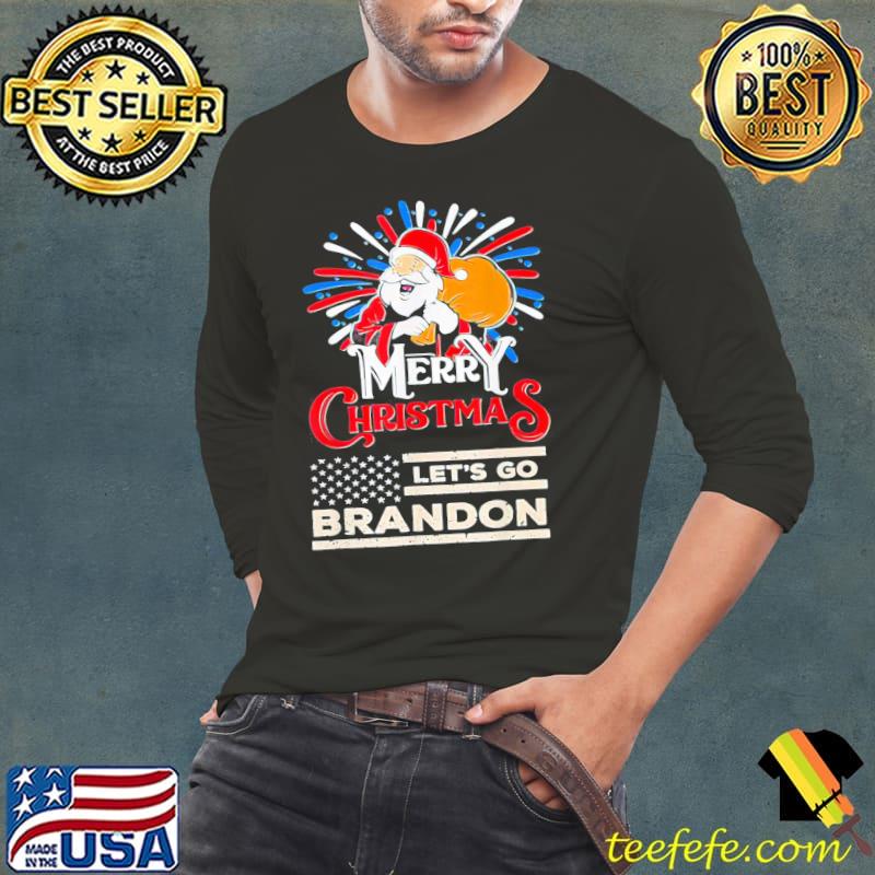 Official let’s Go Branden Merry Christmas Patriotic Santa Claus T-Shirt
