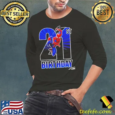Official Marvel Spider Man Swinging 21St Birthday Shirt