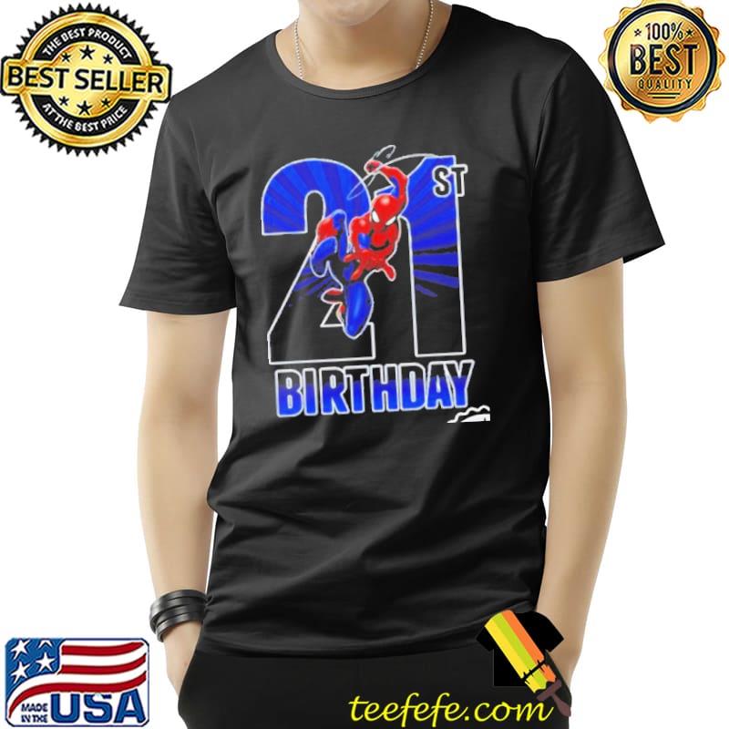 Official Marvel Spider Man Swinging 21St Birthday Shirt Unisex Official Marvel Spider Man Swinging 21St Birthday Shirt Unisex