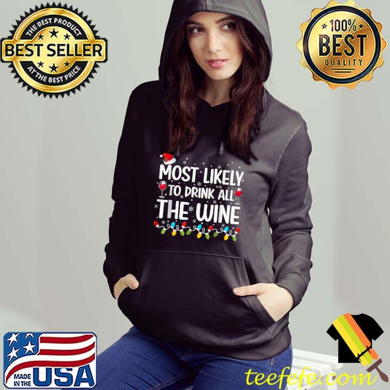 Official Wine Ugly Christmas Sweater Santa Hat Lights Xmas Pajama T-Shirt