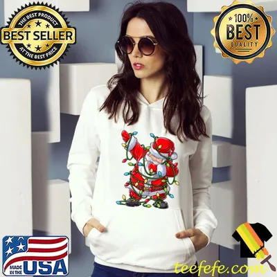 Original Christmas Dabbing Santa Men Kids Boys Xmas Gifts Tree Lights T-Shirt