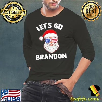 Original let’s Go Brandon Christmas American Sunglasses Santa Claus T-Shirt