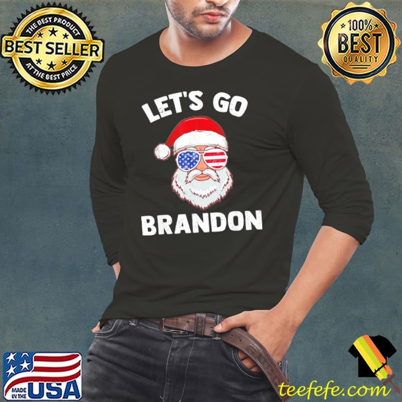 Original let’s Go Brandon Christmas American Sunglasses Santa Claus T-Shirt