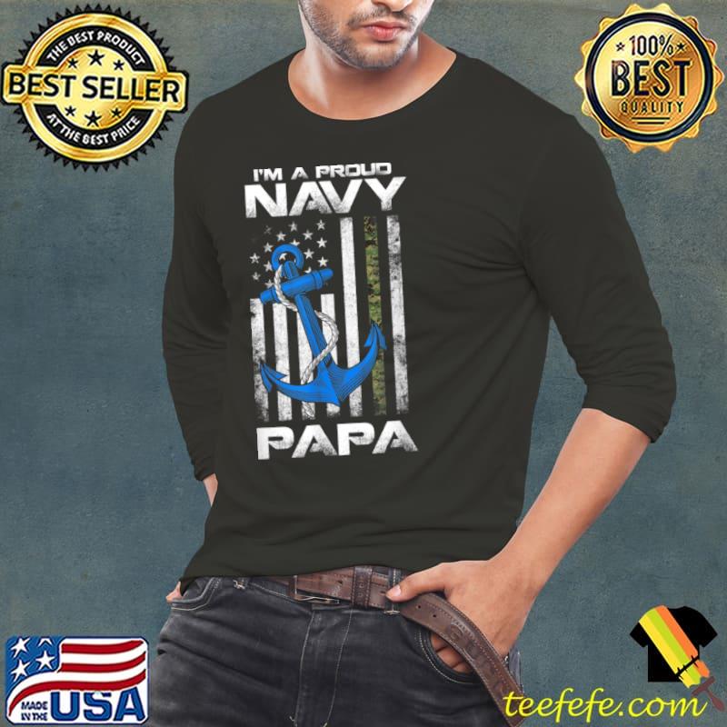 Original Mens Proud Navy Papa Shirt American Flag Vintage T Shirt Long Sleeve Tee Original Mens Proud Navy Papa Shirt American Flag Vintage T Shirt Long Sleeve Tee