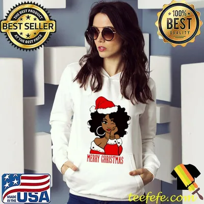 Original merry Christmas African Black Girl Wink Eye Shirt