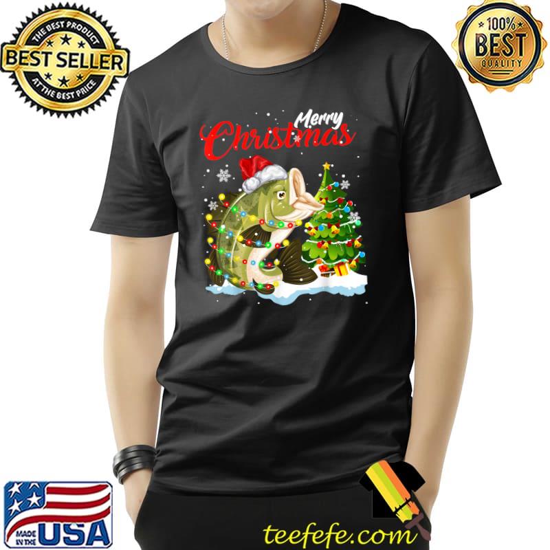 Original merry Christmas Cute Xmas Lights Xmas Tree Santa Sea Bass T-Shirt Unisex Original merry Christmas Cute Xmas Lights Xmas Tree Santa Sea Bass T-Shirt Unisex