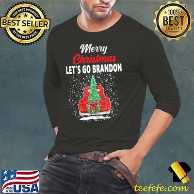 Original merry Christmas Let’s Go Brandon Red Truck Christmas Tree T-Shirt