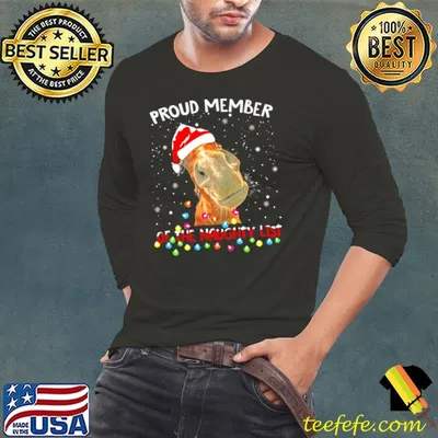 Original Santa Horse Proud member of the naughty list snowflake Christmas shirt