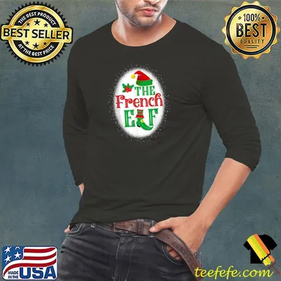 Original the French Elf Matching Family Christmas Elf Bleached T-Shirt