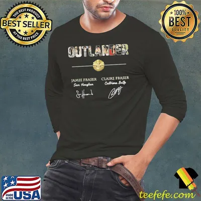 Outlander Jamie Fraser Sam Heughan Claire Fraser Caitriona Balfe Autographed shirt