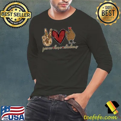 Peace Love Chicken Gold Glitter For Chicken Lover Farmer T Shirt