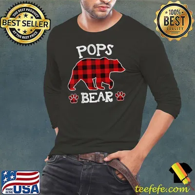 Pops Bear Christmas Pajama Red Plaid Buffalo Family T Shirt