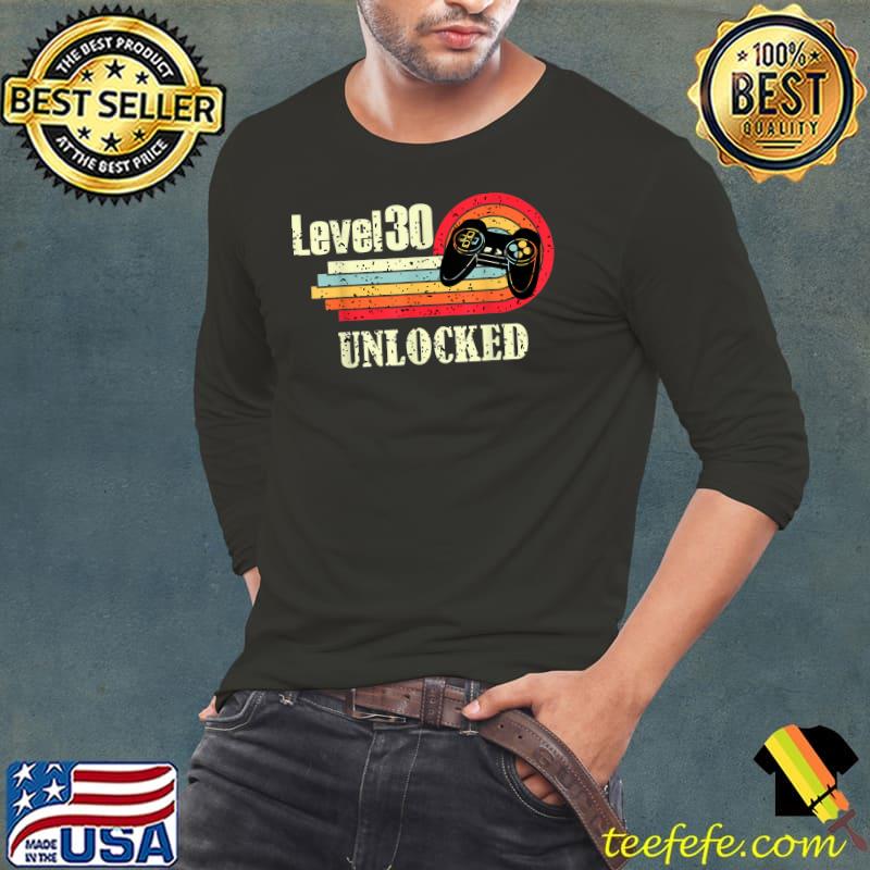 Premium 30th Birthday Gifts Level 30 Unlocked Video Gamer T-Shirt