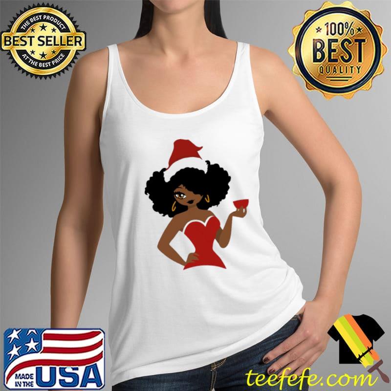Premium american African Christmas Santa Claus Wine Shirt Tank Top Premium american African Christmas Santa Claus Wine Shirt Tank Top