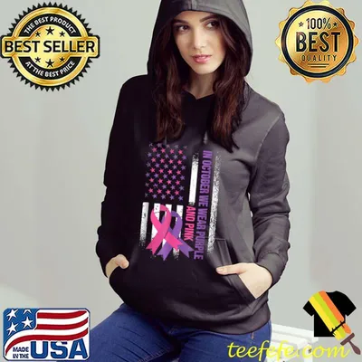 Premium American Flag Breast Cancer and Domestic Violence Awareness T Shirt
