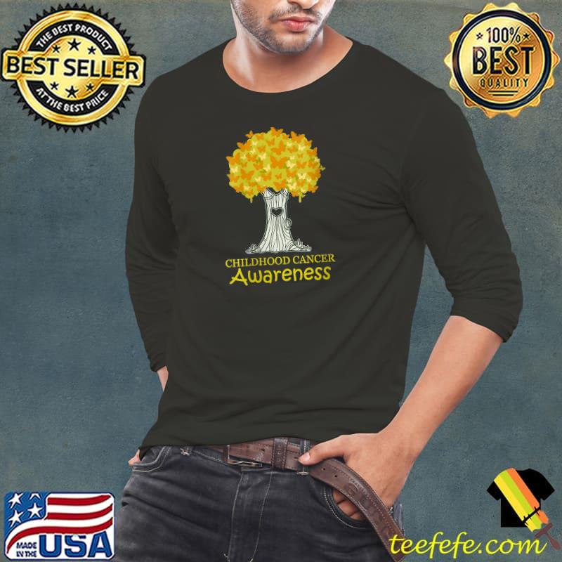 Premium childhood Cancer Survivor Gold Ribbon T-s Long Sleeve Tee Premium childhood Cancer Survivor Gold Ribbon T-s Long Sleeve Tee