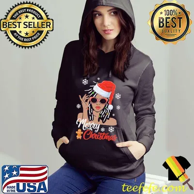 Premium christmas Santa Hat Shirt Black African Girl American Xmas Shirt