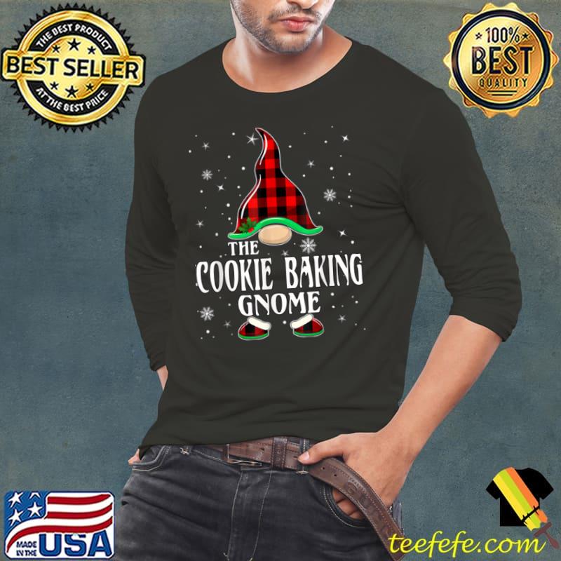 Premium Cookie Baking Gnome Buffalo Plaid Matching Family Christmas T Shirt