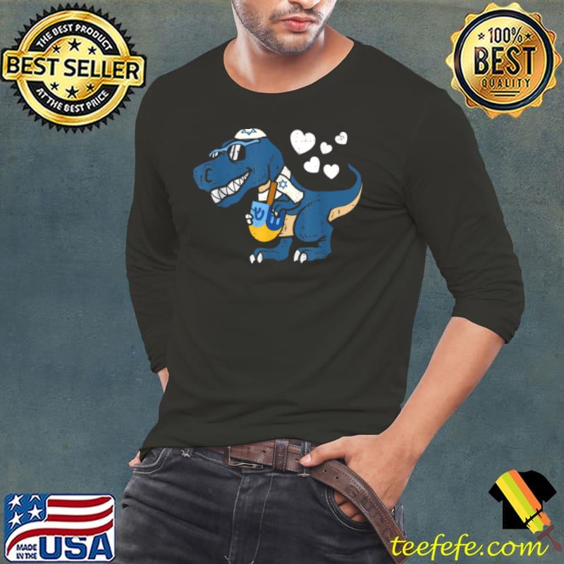 Premium Hanukkah Dreidel T Rex Dinosaur Funny Menora Pun Pajamas T Shirt Long Sleeve Tee Premium Hanukkah Dreidel T Rex Dinosaur Funny Menora Pun Pajamas T Shirt Long Sleeve Tee