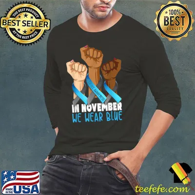 Premium In November We Wear Blue Strong Hands Diabetes Awareness T Shirt
