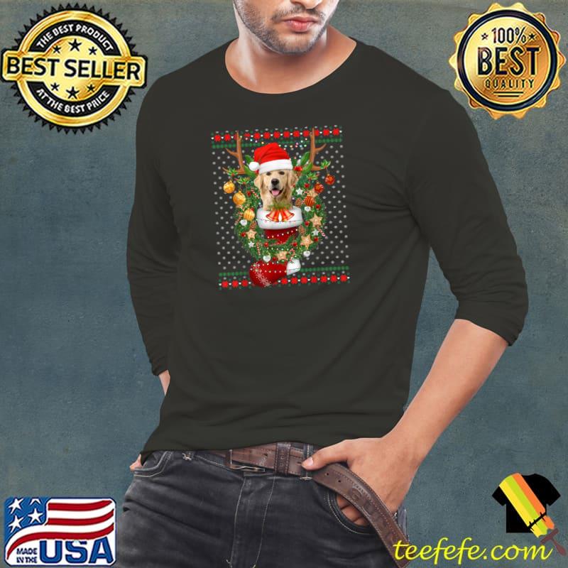 Premium labrador In Sock Funny Christmas Ugly Pajama Xmas Santa Dog T-Shirt