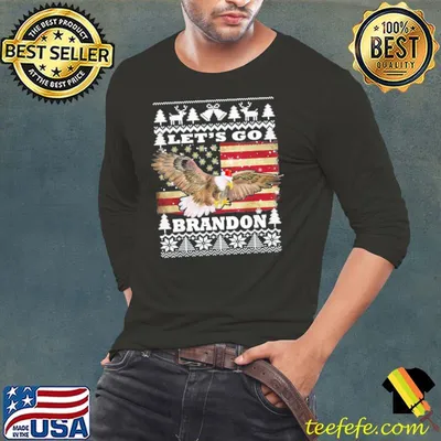 Premium lets Go Brandon Funny Eagle Santa Hat Ugly With Us Flag T-Shirt