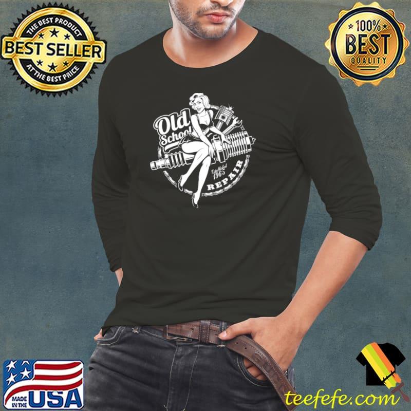Premium motorcycle Gift for Real Men Rider - Old School Pin Up T-s Long Sleeve Tee Premium motorcycle Gift for Real Men Rider - Old School Pin Up T-s Long Sleeve Tee