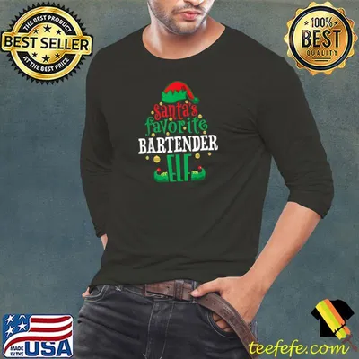 Premium santa's Favorite Bartender Elf Christmas Matching T-Shirt