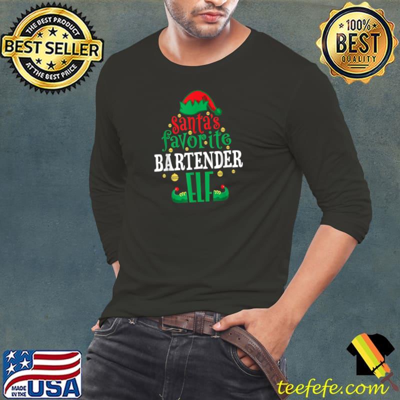 Premium santa's Favorite Bartender Elf Christmas Matching T-Shirt Premium santa's Favorite Bartender Elf Christmas Matching T-Shirt