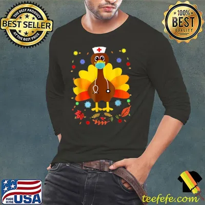 Premium Thanksgiving Scrub Tops Women Turkey Nurse Holiday Nursing T Shirt