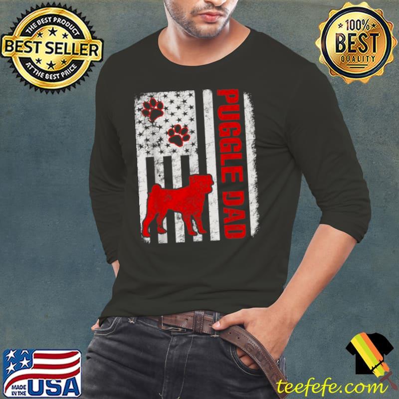 Puggle Dad American Flag Shirt Long Sleeve Tee Puggle Dad American Flag Shirt Long Sleeve Tee