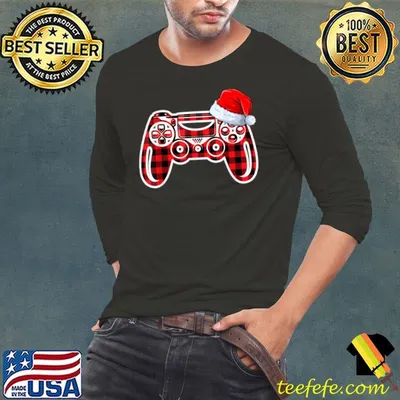 Red Plaid Christmas Pajamas Santa Hat Gamer Video Game Games T Shirt