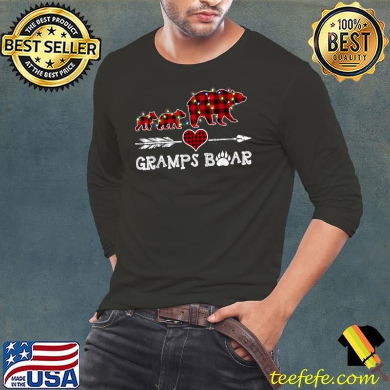Red Plaid Gramps Bear Two Cubs Buffalo Pajama Xmas T Shirt