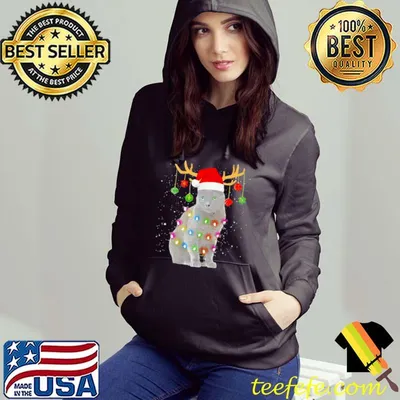 reindeer Nebelung Cat Santa Christmas Light Xmas Nebelung Sweater Shirt