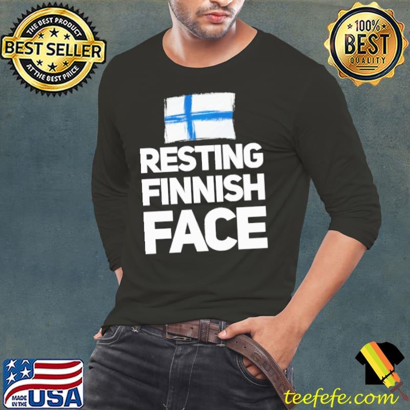 Resting Finnish Face Flag Shirt Long Sleeve Tee Resting Finnish Face Flag Shirt Long Sleeve Tee