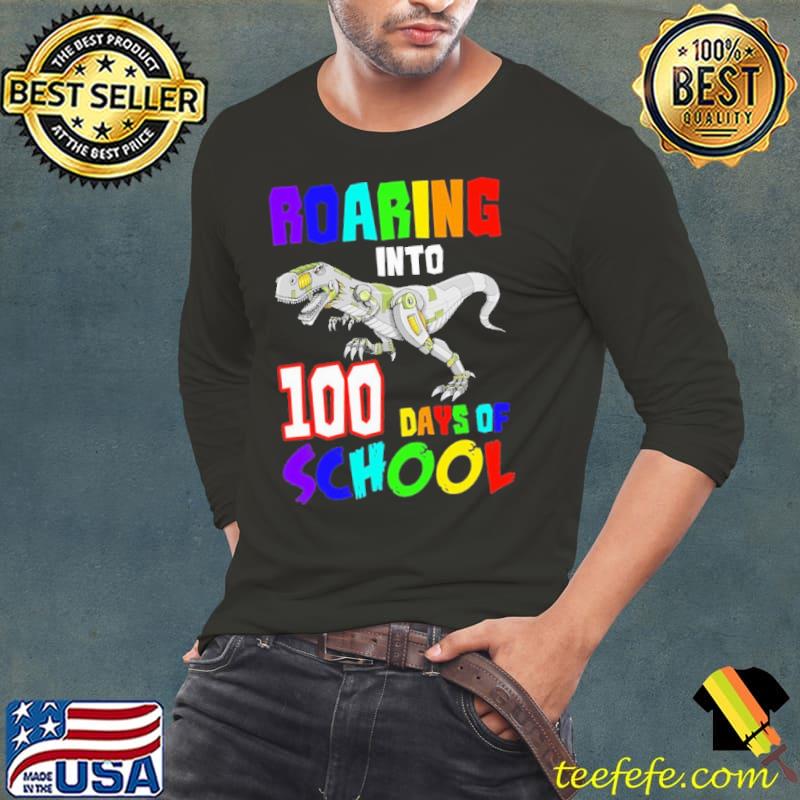 Robot Dinosaur Roaring Into 100 Days School LGBT Shirt