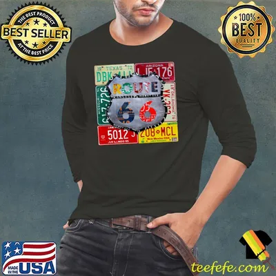 Route 66 Highway Road Sign License Plate New Mexico Jun Illinois 95 Shirt
