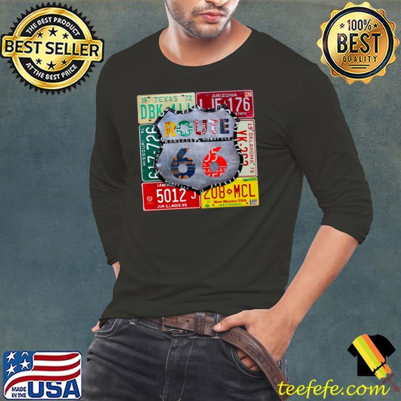 Route 66 Highway Road Sign License Plate New Mexico Jun Illinois 95 Shirt