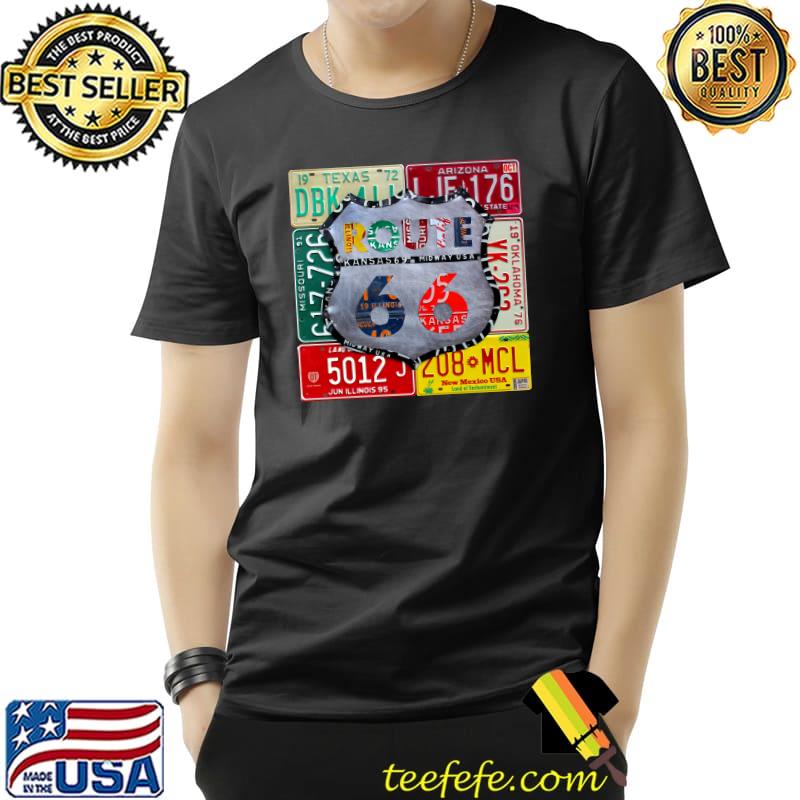 Route 66 Highway Road Sign License Plate New Mexico Jun Illinois 95 Shirt Unisex Route 66 Highway Road Sign License Plate New Mexico Jun Illinois 95 Shirt Unisex