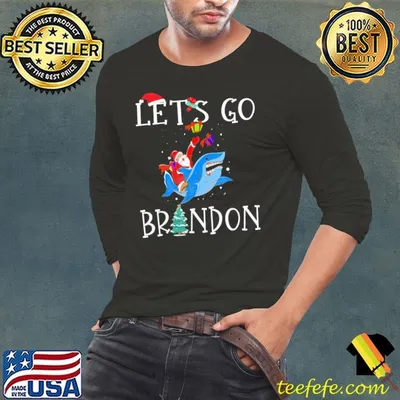 Santa Claus Riding Shark Let’s Go Brandon Chirstmas T-Shirt
