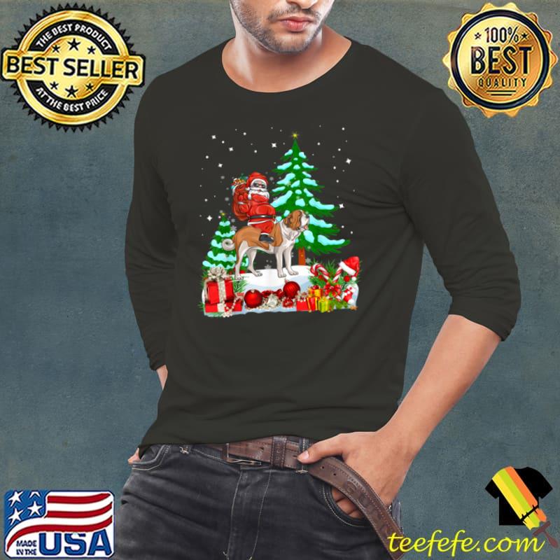 Santa Riding Saint Bernard Dog Theme Christmas Saint Bernard T Shirt