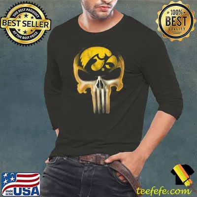 Skull Iowa Hawkeyes The Punisher Mashup NCAA Football Shirt