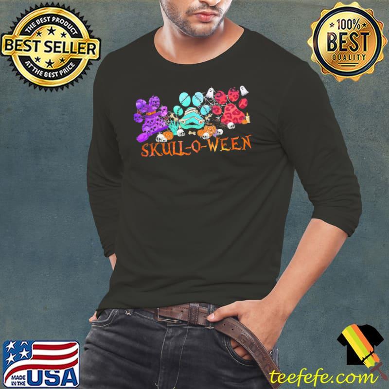 Skull O Ween Paw Shirt Long Sleeve Tee Skull O Ween Paw Shirt Long Sleeve Tee