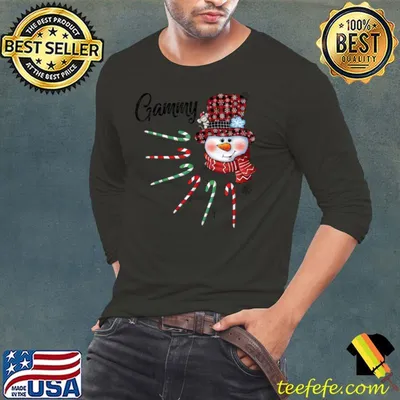 Snowman Gammy Candy Cane Red Plaid Christmas Gifts T Shirt