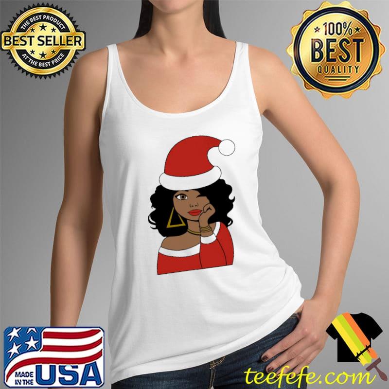 Top afro Santa Girl Black Woman Christmas Wink Eye Shirt Tank Top Top afro Santa Girl Black Woman Christmas Wink Eye Shirt Tank Top
