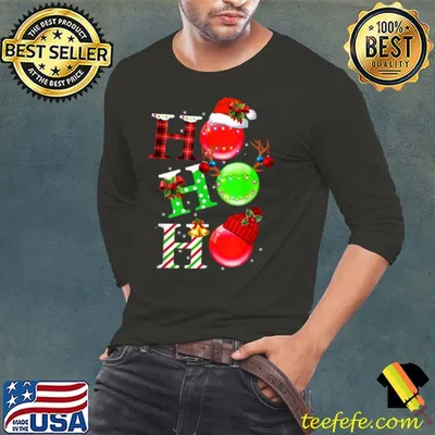 Top Christmas Santa Hat Holiday HO HO HO T Shirt