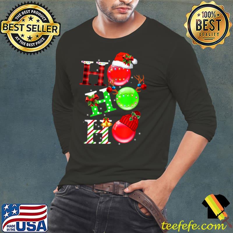 Top Christmas Santa Hat Holiday HO HO HO T Shirt