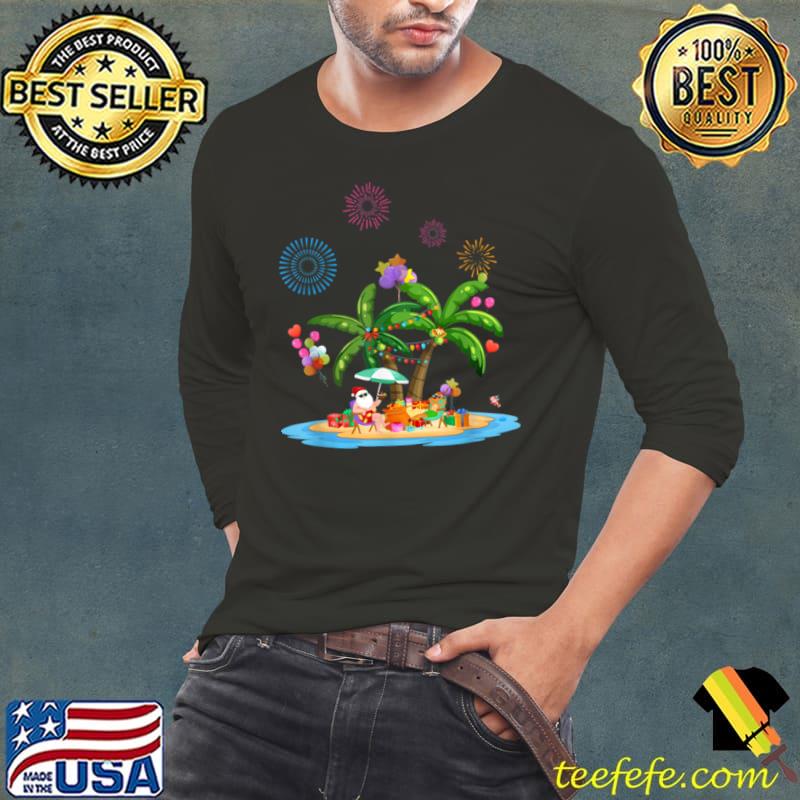 Top Decorated Christmas Palm Tree Tropical Xmas Coconut Lights T Shirt