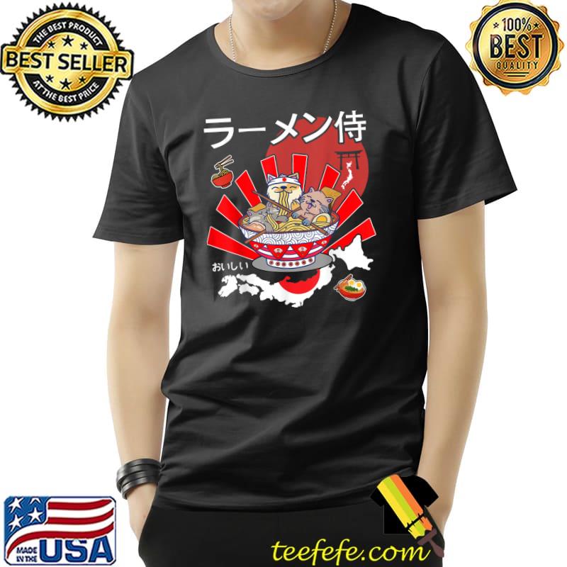 Top Funny Kawaii Cats Ramen Noodles Ramen Samurai Cute Kawaii Cat Ramen T-Shirt Unisex Top Funny Kawaii Cats Ramen Noodles Ramen Samurai Cute Kawaii Cat Ramen T-Shirt Unisex