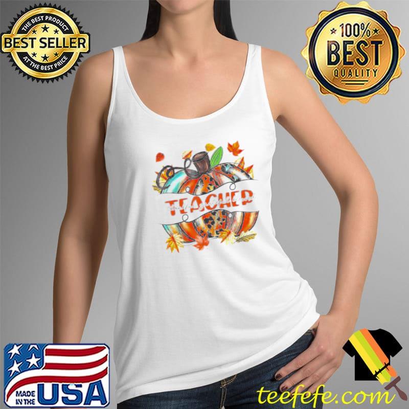 Top leopard Pumpkin teacher thankful grateful s Tank Top Top leopard Pumpkin teacher thankful grateful s Tank Top